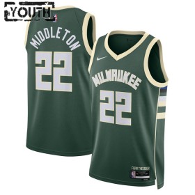 Dres Milwaukee Bucks Khris Middleton 22 Nike 2022-23 Icon Edition Zelena Swingman - Dječji